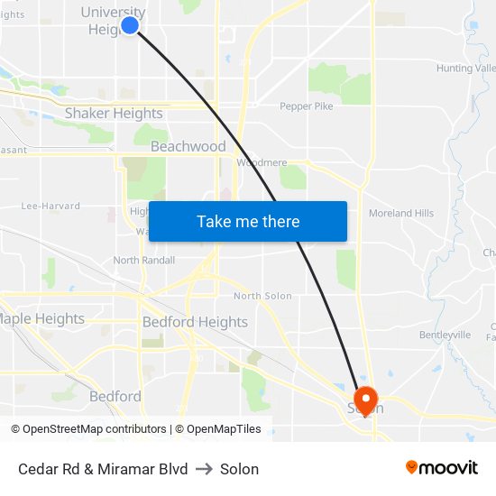 Cedar Rd & Miramar Blvd to Solon map