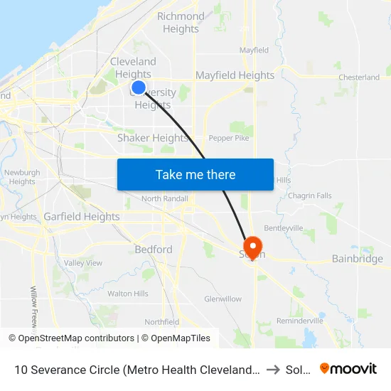 10 Severance Circle (Metro Health Cleveland Hts) to Solon map