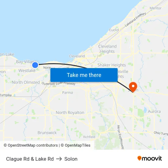 Clague Rd & Lake Rd to Solon map