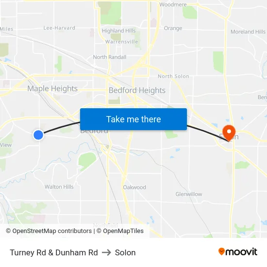 Turney Rd & Dunham Rd to Solon map