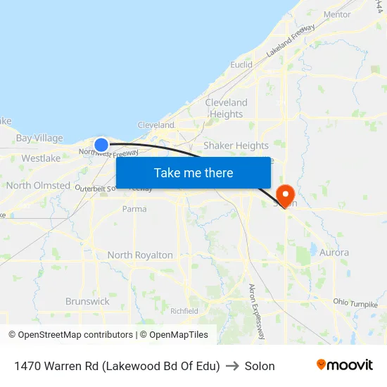 1470 Warren Rd (Lakewood Bd Of Edu) to Solon map