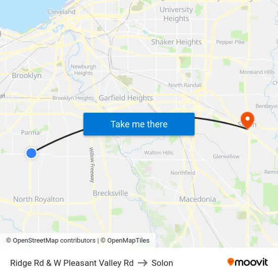 Ridge Rd & W Pleasant Valley Rd to Solon map