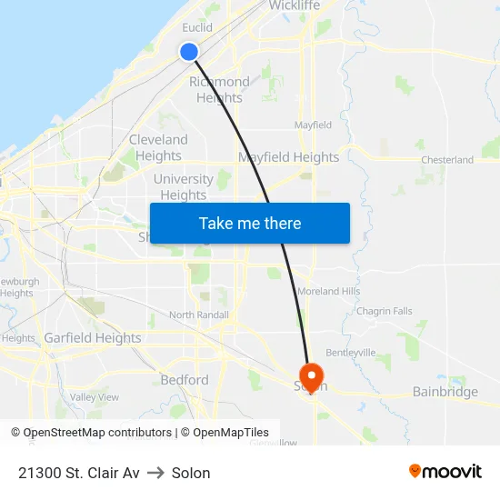 21300 St. Clair Av to Solon map