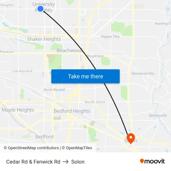 Cedar Rd & Fenwick Rd to Solon map