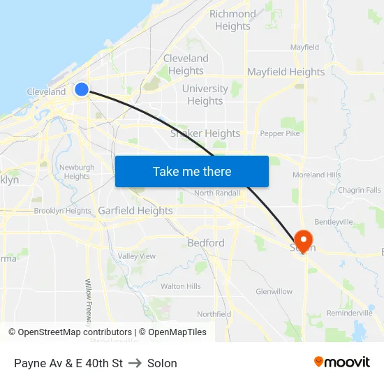Payne Av & E 40th St to Solon map