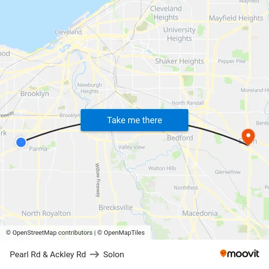 Pearl Rd & Ackley Rd to Solon map