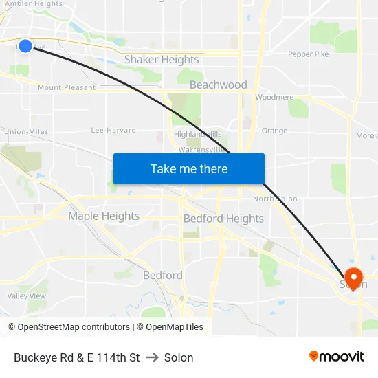 Buckeye Rd & E 114th St to Solon map