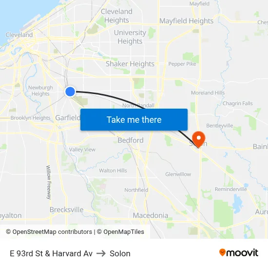 E 93rd St & Harvard Av to Solon map
