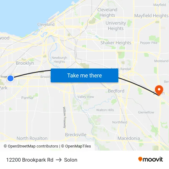 12200 Brookpark Rd to Solon map