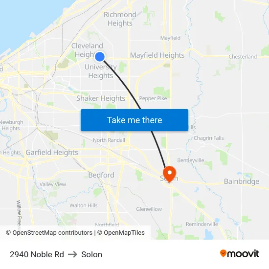 2940 Noble Rd to Solon map