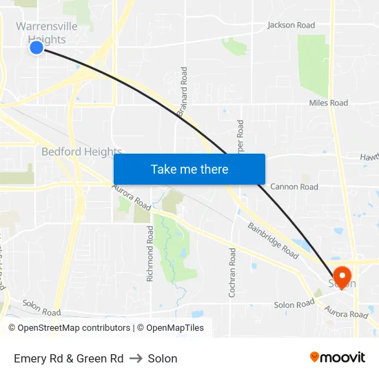 Emery Rd & Green Rd to Solon map