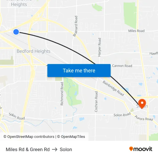 Miles Rd & Green Rd to Solon map