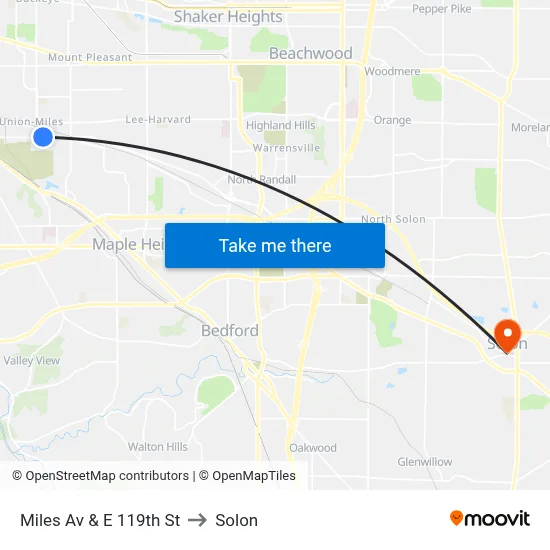 Miles Av & E 119th St to Solon map