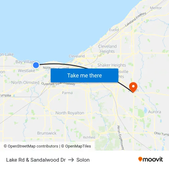 Lake Rd & Sandalwood Dr to Solon map