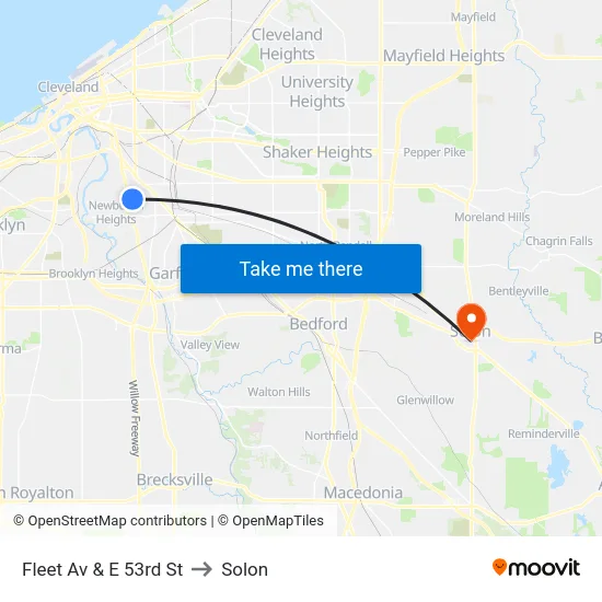 Fleet Av & E 53rd St to Solon map