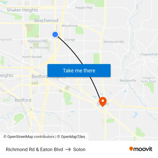 Richmond Rd & Eaton Blvd to Solon map