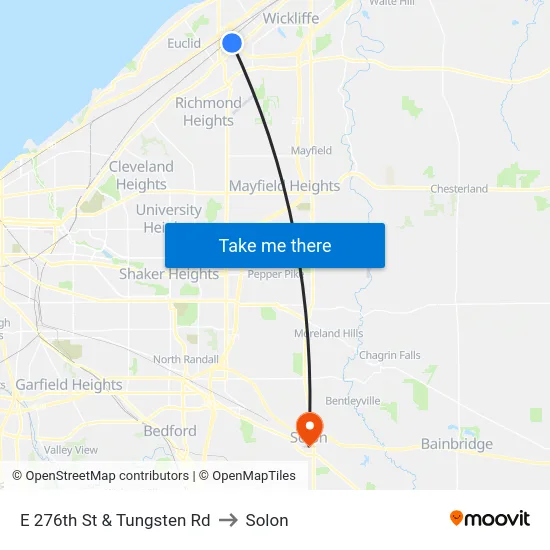 E 276th St & Tungsten Rd to Solon map