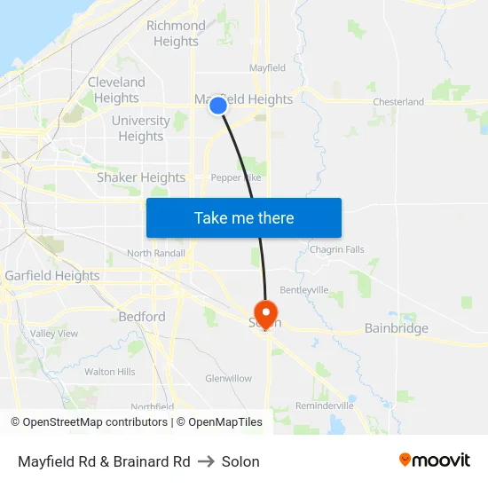 Mayfield Rd & Brainard Rd to Solon map
