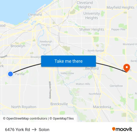 6476 York Rd to Solon map