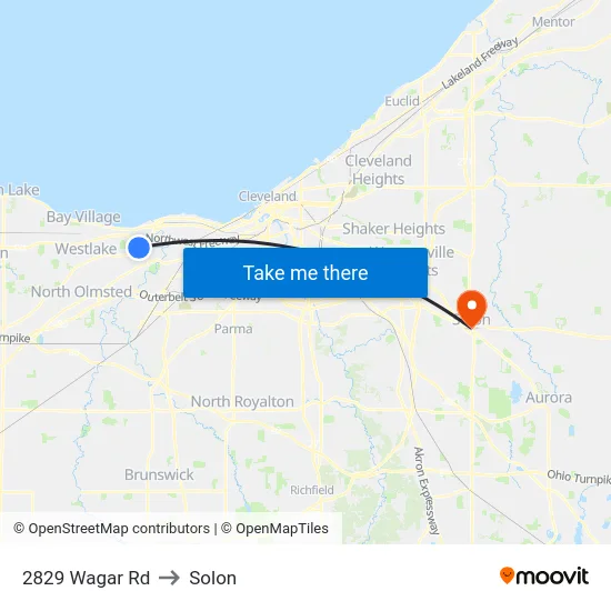 2829 Wagar Rd to Solon map