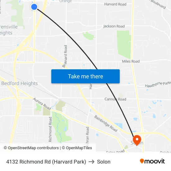 4132 Richmond Rd (Harvard Park) to Solon map
