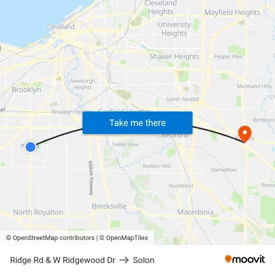 Ridge Rd & W Ridgewood Dr to Solon map