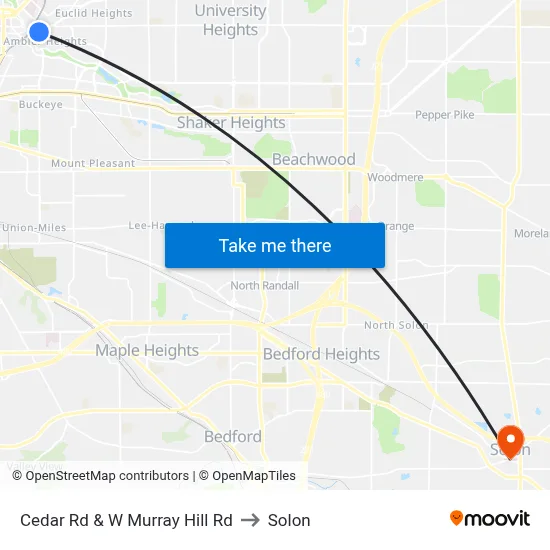 Cedar Rd & W Murray Hill Rd to Solon map