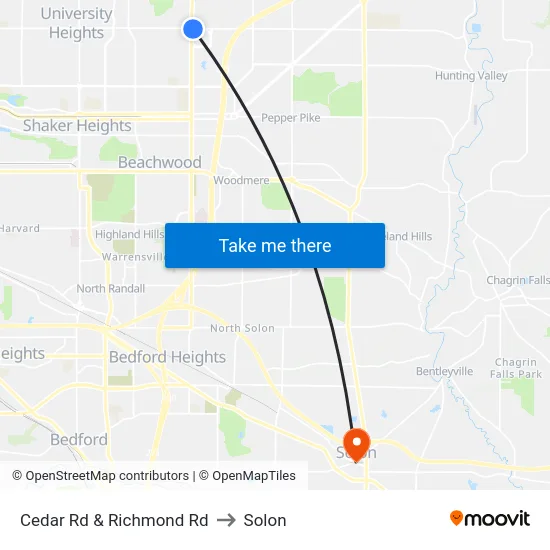 Cedar Rd & Richmond Rd to Solon map