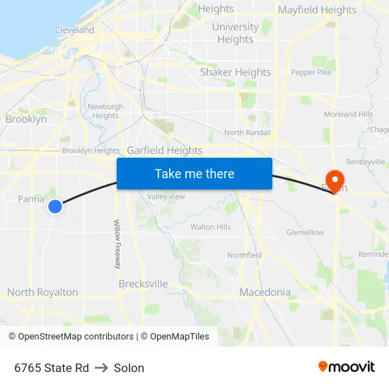 6765 State Rd to Solon map