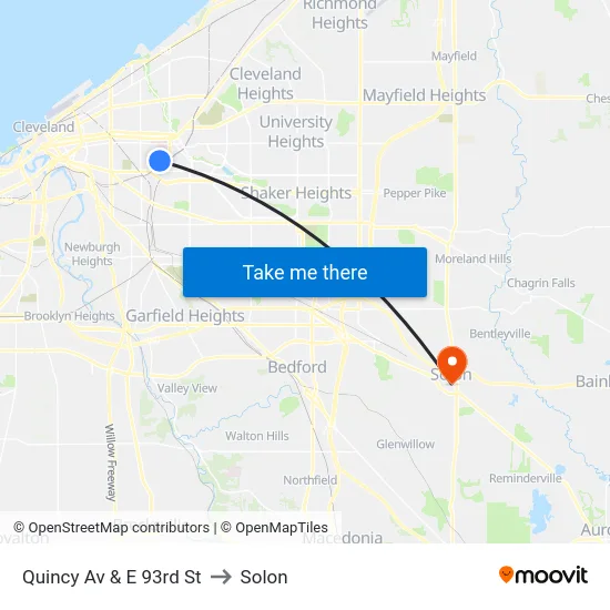 Quincy Av & E 93rd St to Solon map