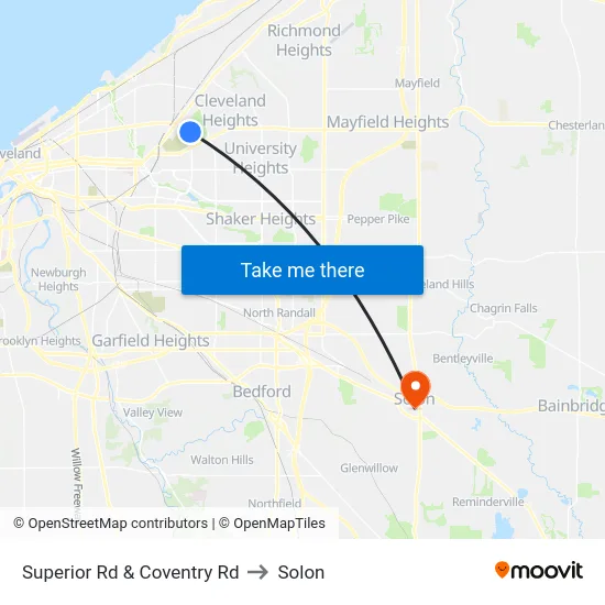 Superior Rd & Coventry Rd to Solon map