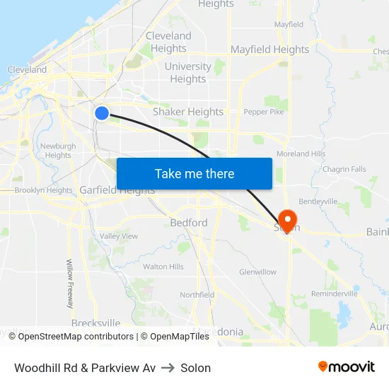 Woodhill Rd & Parkview Av to Solon map