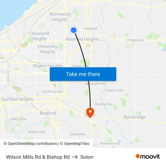 Wilson Mills Rd & Bishop Rd to Solon map
