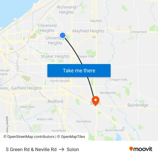 S Green Rd & Neville Rd to Solon map