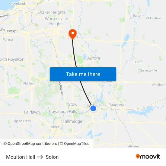 Moulton Hall to Solon map