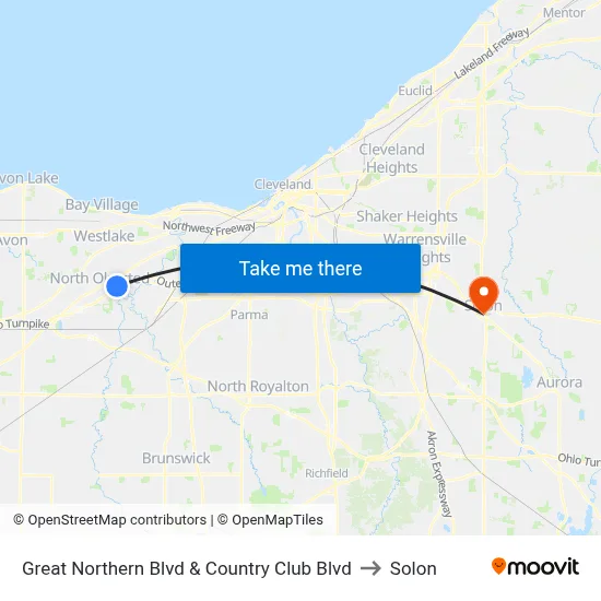 Great Northern Blvd & Country Club Blvd to Solon map