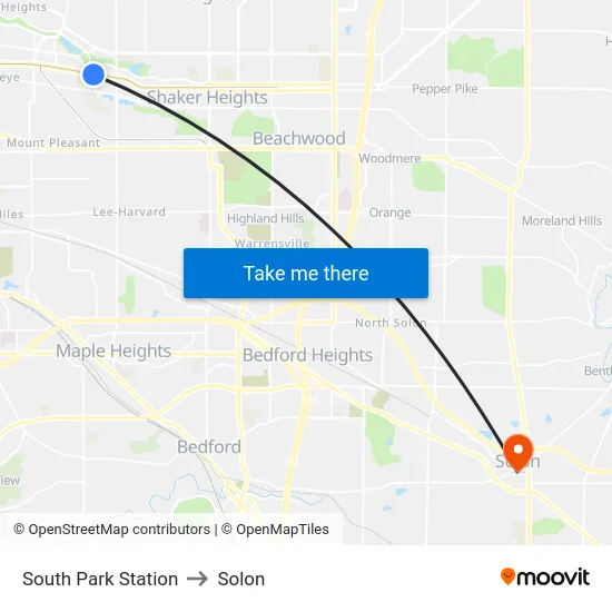 South Park Station to Solon map