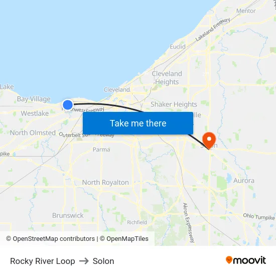 Rocky River Loop to Solon map
