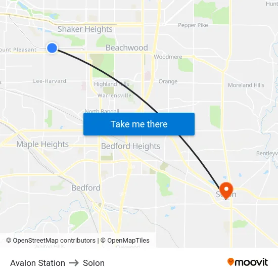 Avalon Station to Solon map
