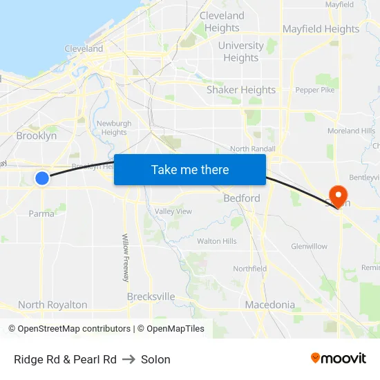 Ridge Rd & Pearl Rd to Solon map