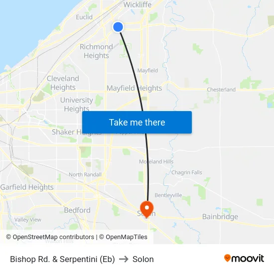 Bishop Rd. & Serpentini (Eb) to Solon map