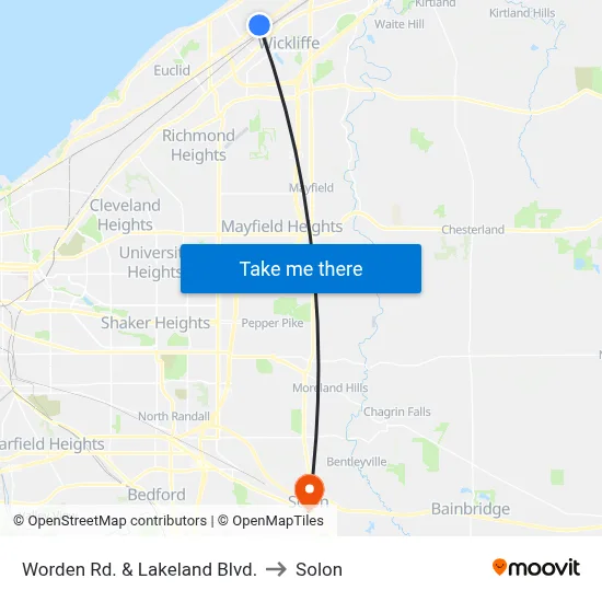 Worden Rd. & Lakeland Blvd. to Solon map