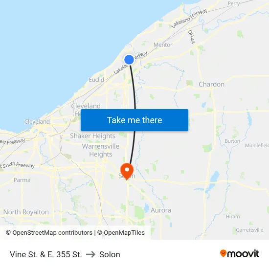 Vine St. & E. 355 St. to Solon map