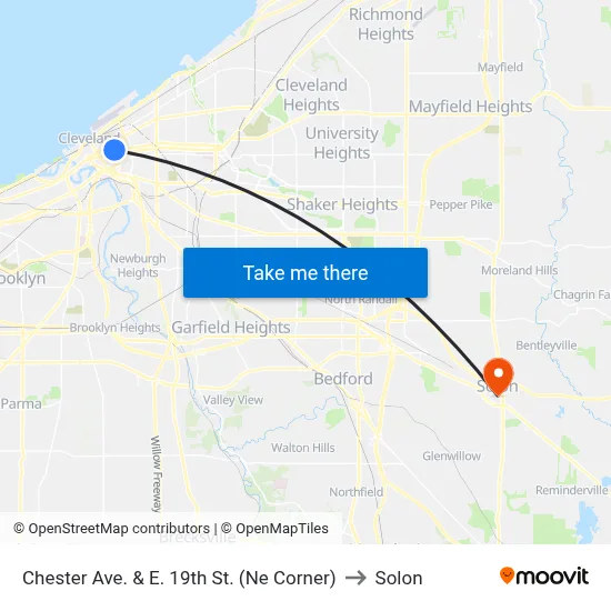 Chester Ave. & E. 19th St. (Ne Corner) to Solon map