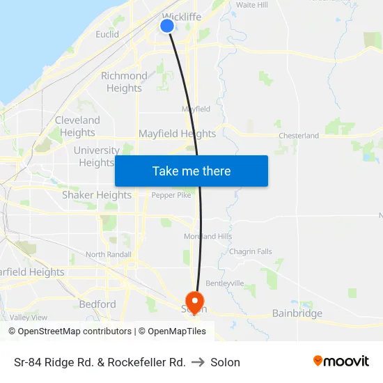 Sr-84 Ridge Rd. & Rockefeller Rd. to Solon map