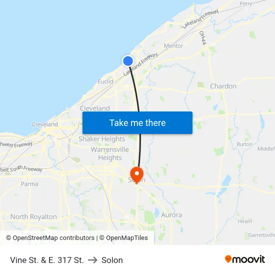 Vine St. & E. 317 St. to Solon map