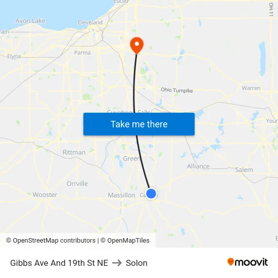 Gibbs Ave And 19th St NE to Solon map