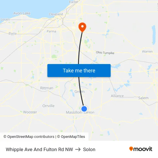 Whipple Ave And Fulton Rd NW to Solon map