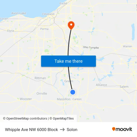 Whipple Ave NW 6000 Block to Solon map