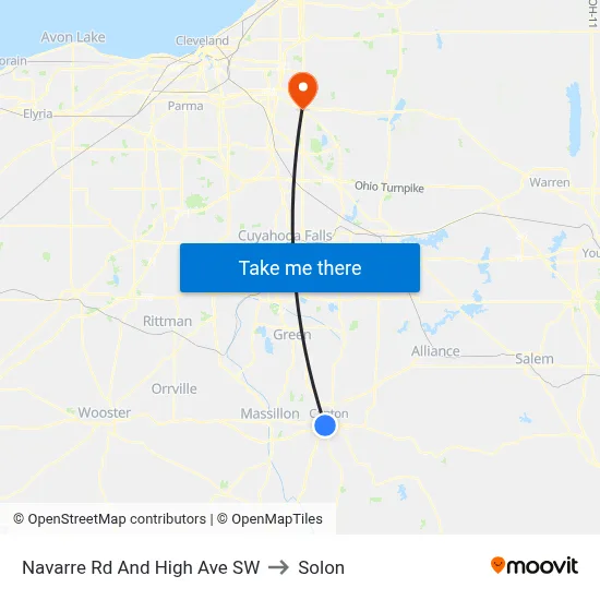 Navarre Rd And High Ave SW to Solon map